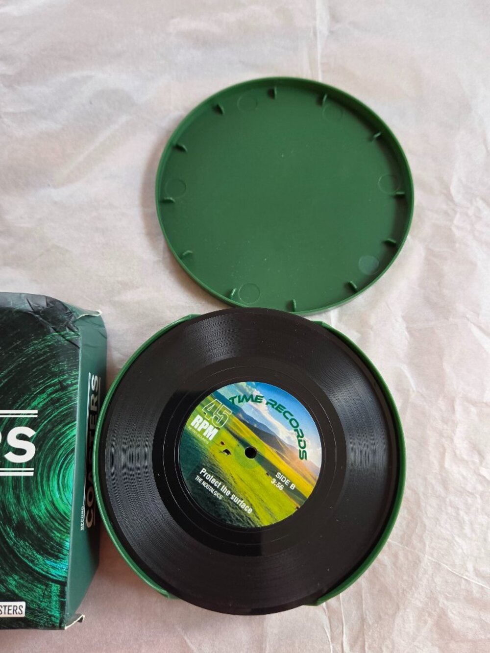 Retro Sounds 45 rpm Black Vinyl Record Drink Coasters Set of 10-NEW